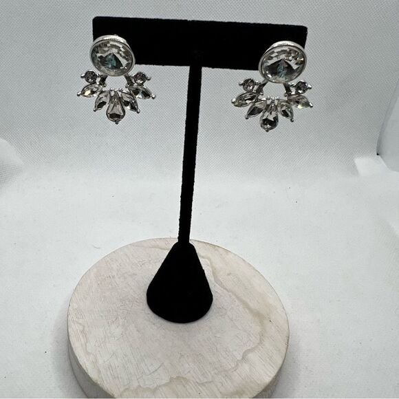 Two-way rhinestone studded sparkle fancy elegant post earrings - Picture 2 of 10